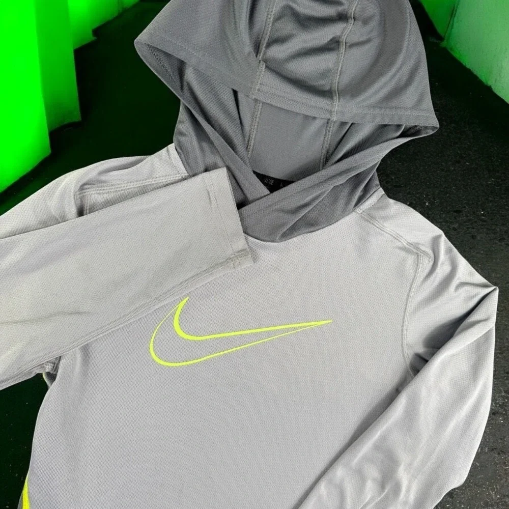 Nike Hoodie Women XL Dri Fit Swoosh Running Gym Gray Outdoors Spring Wicking EUC